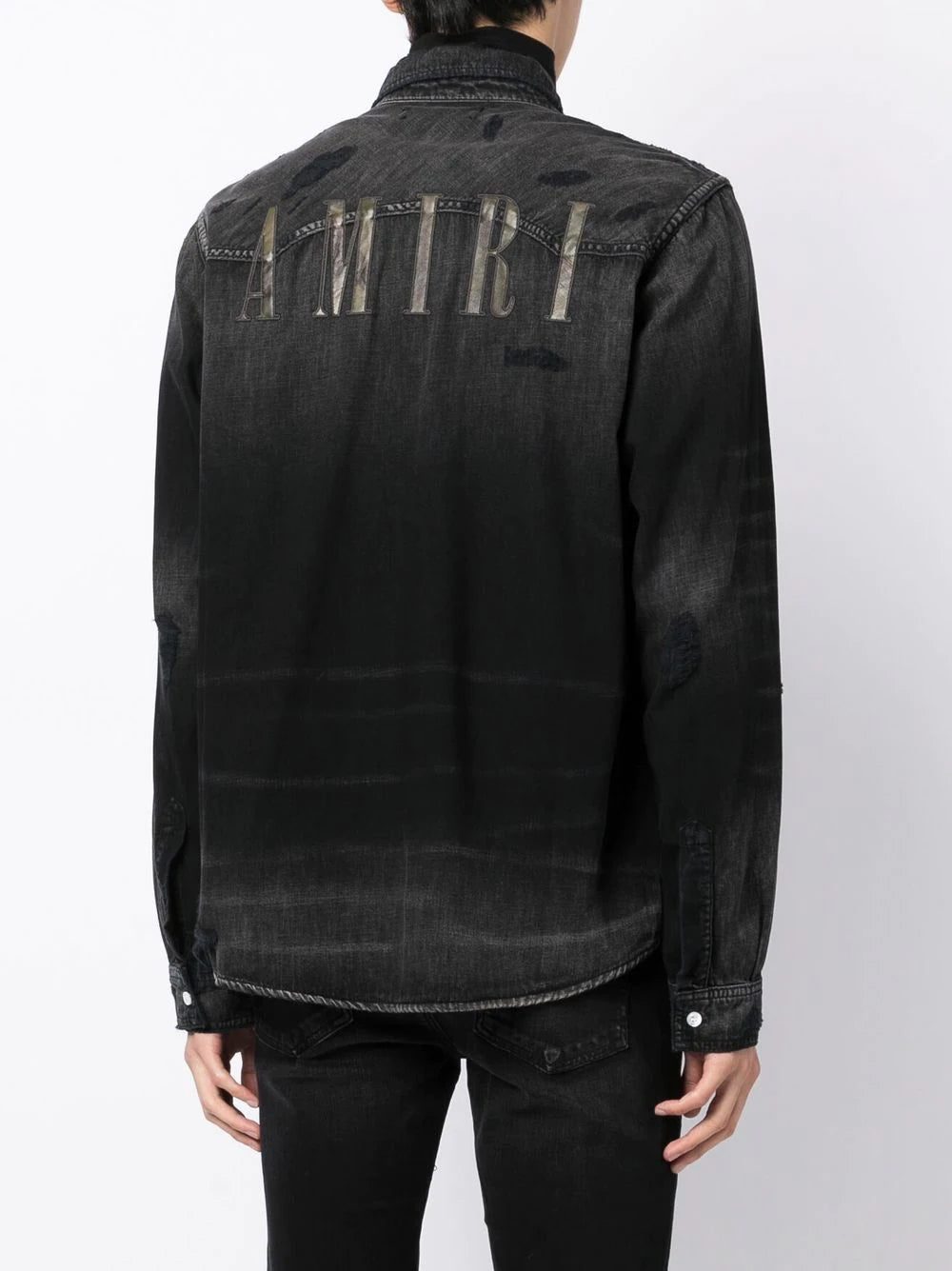 Amiri logo-embroidered denim shirt - Image 4