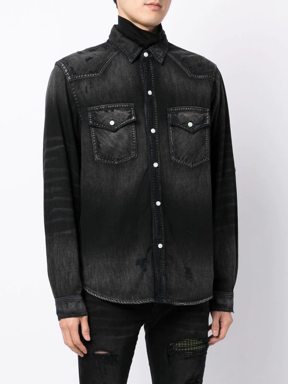 Amiri logo-embroidered denim shirt - Image 3