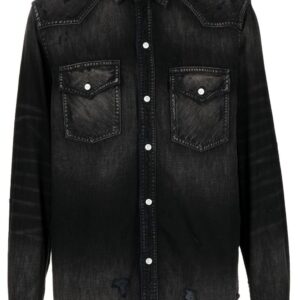 Amiri logo-embroidered denim shirt