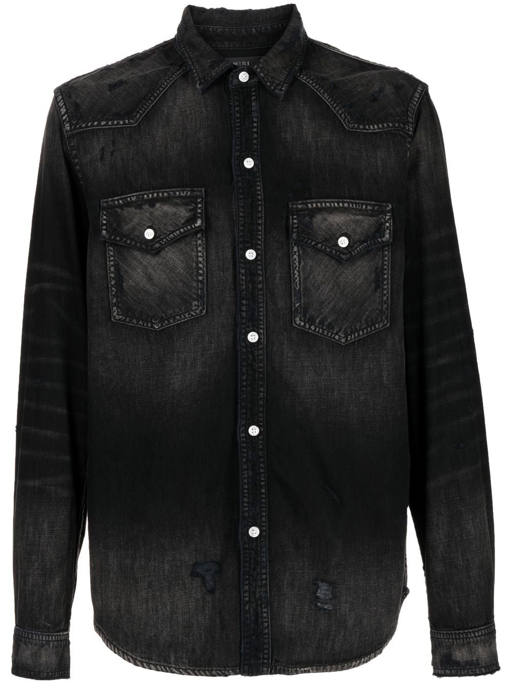 Amiri logo-embroidered denim shirt