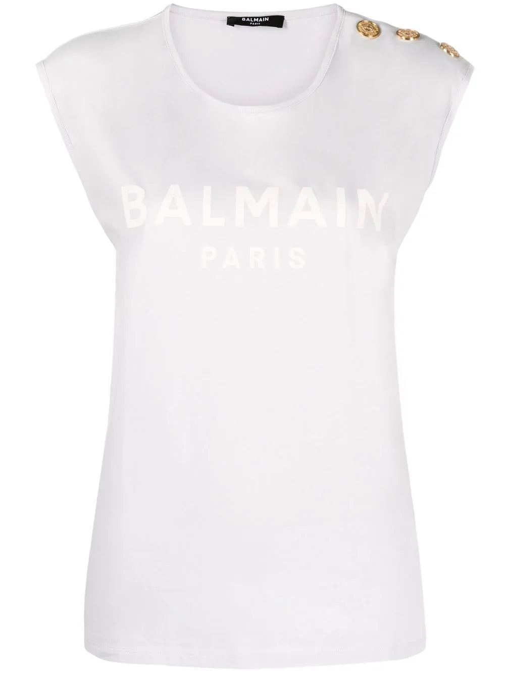 Balmain button-detail logo-print tank top