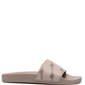Balenciaga monogram-print Pool slides