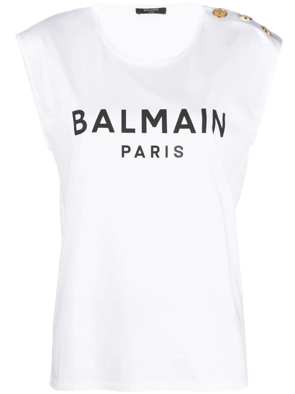 Balmain button-detail logo-print tank top