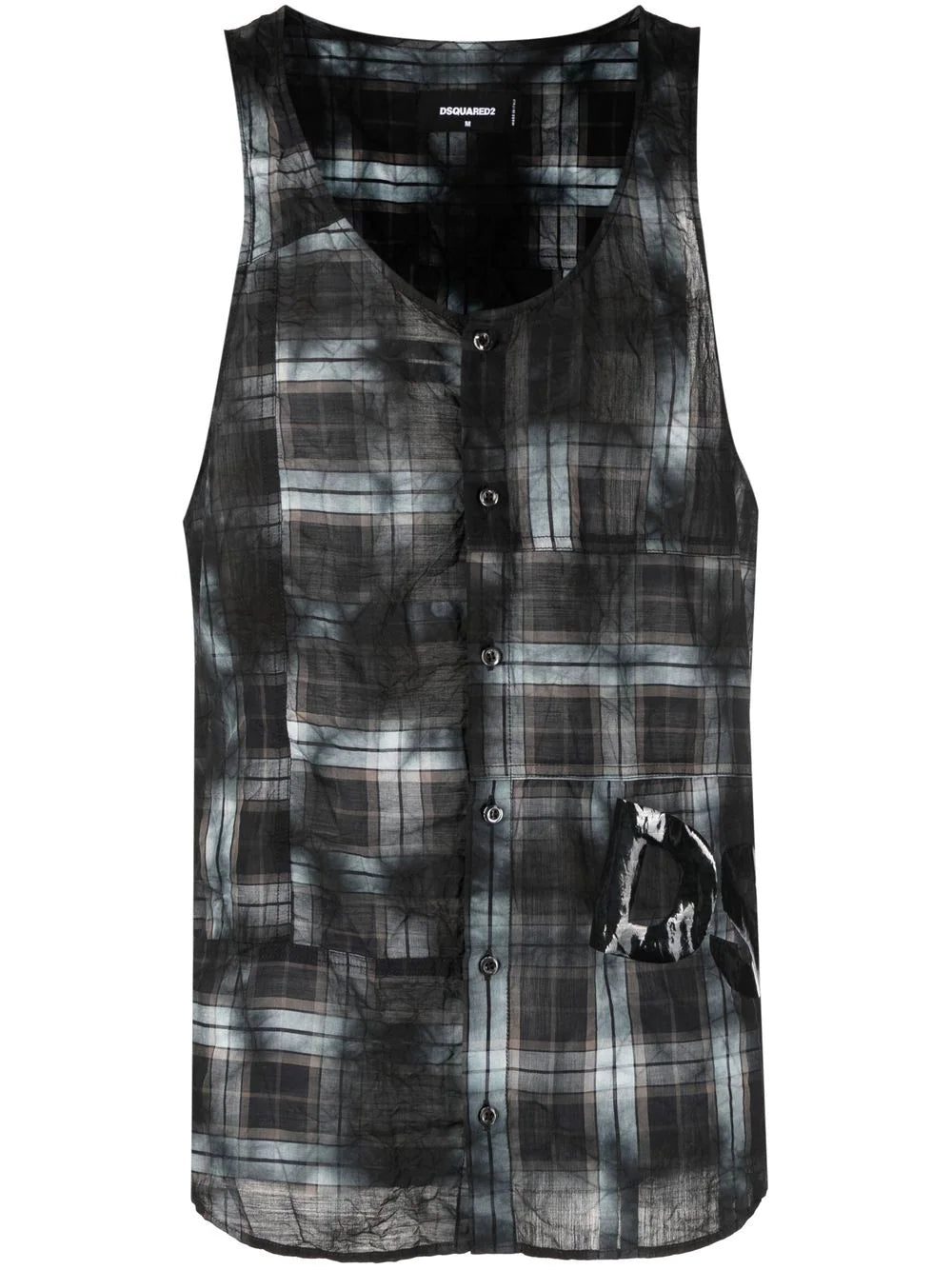 Dsquared2 distressed checked sleeveless shirt
