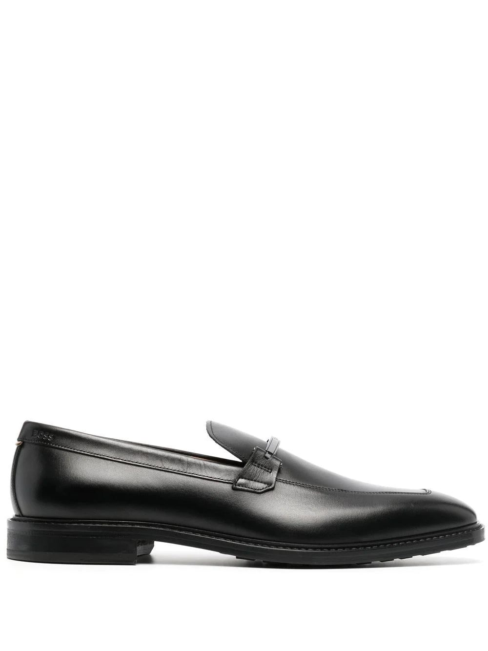 BOSS Lisbon leather logo-plaque loafers