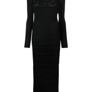 Versace  gem-detail bustier long dress