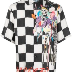 Amiri graphic-print checkerboard silk shirt