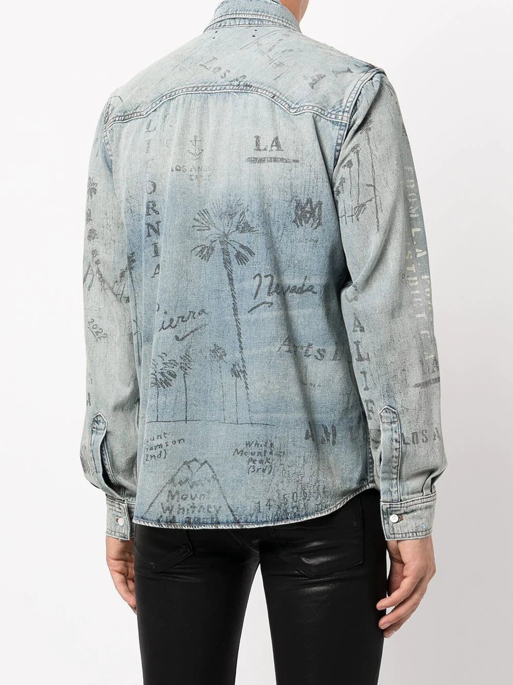 AMIRI distressed logo print denim shirt - Image 3