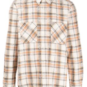 Amiri logo-print check pattern shirt