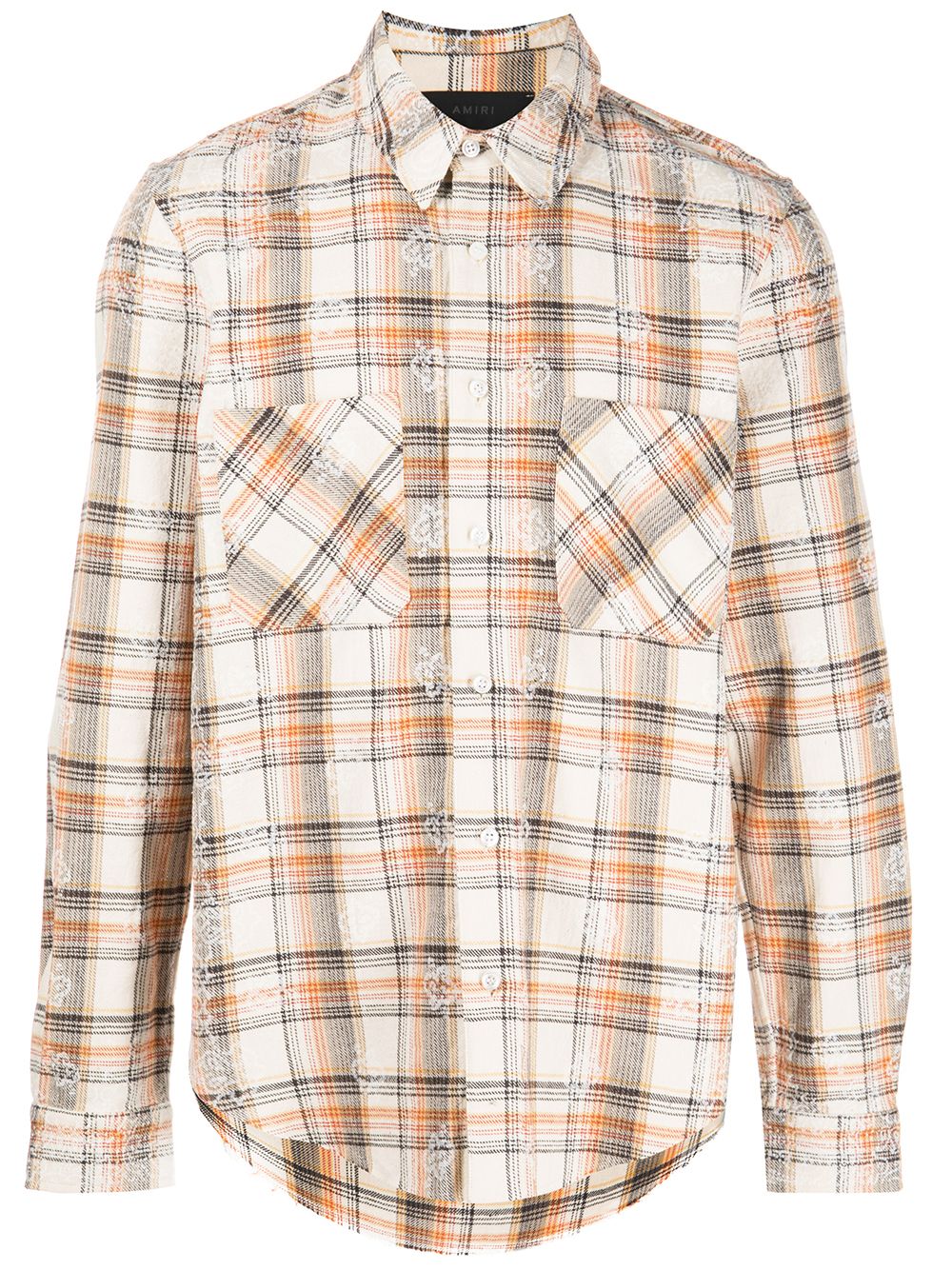 Amiri logo-print check pattern shirt