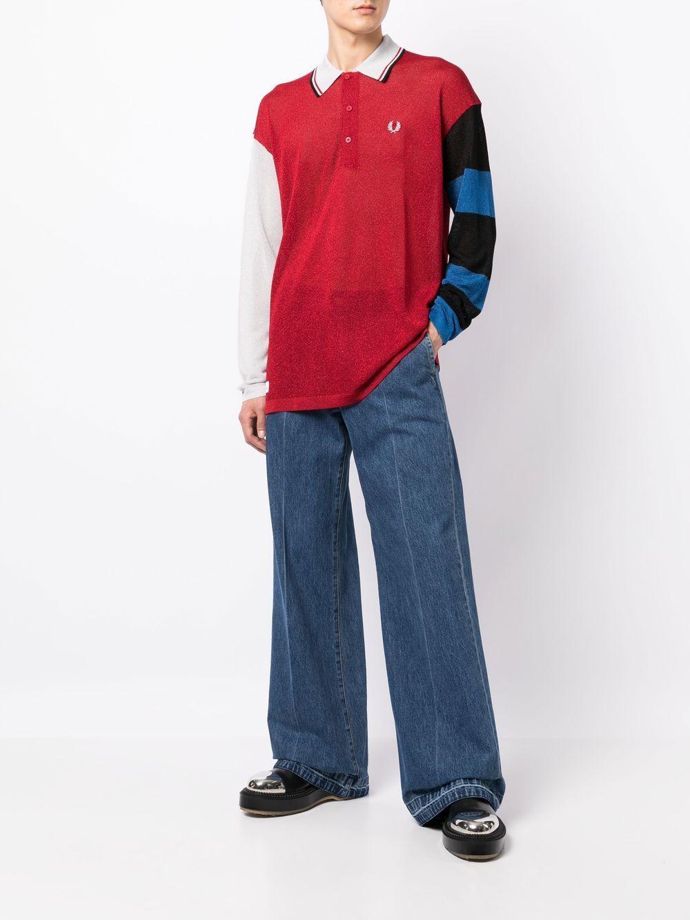 Fred Perry x Charles Jeffery Loverboy Glitter Knitted Rugby Shirt - Image 2