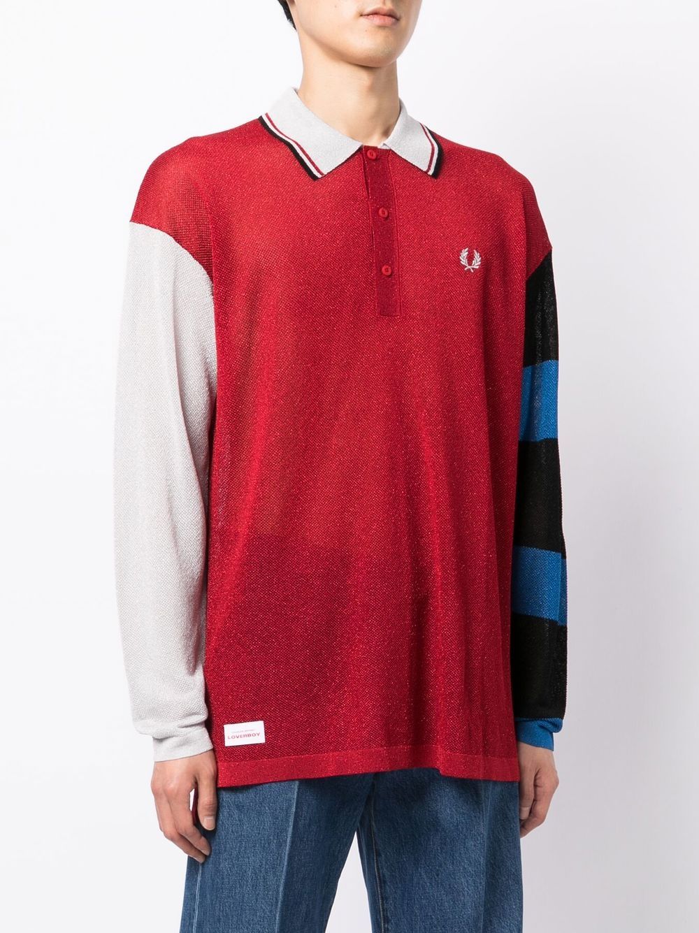 Fred Perry x Charles Jeffery Loverboy Glitter Knitted Rugby Shirt - Image 3