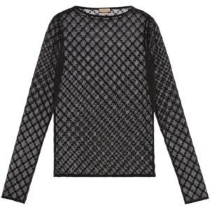 Gucci  GG-embroidered tulle blouse