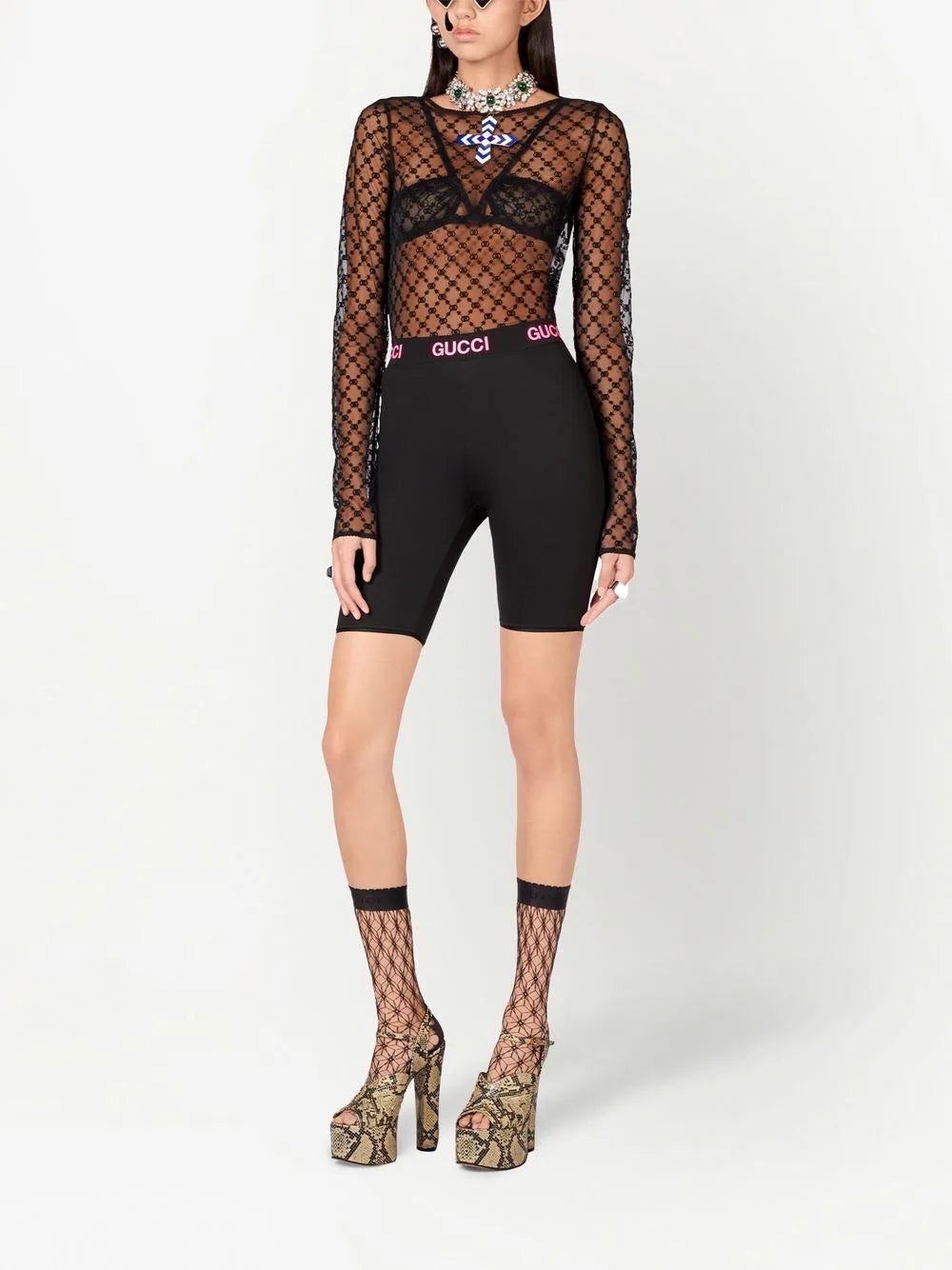 Gucci GG-embroidered tulle blouse - Image 2