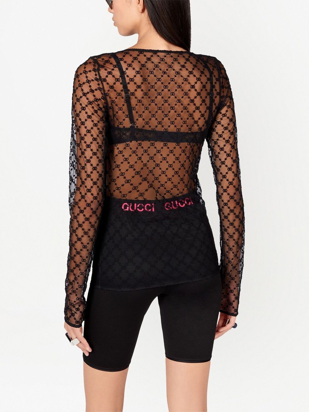 Gucci GG-embroidered tulle blouse - Image 4