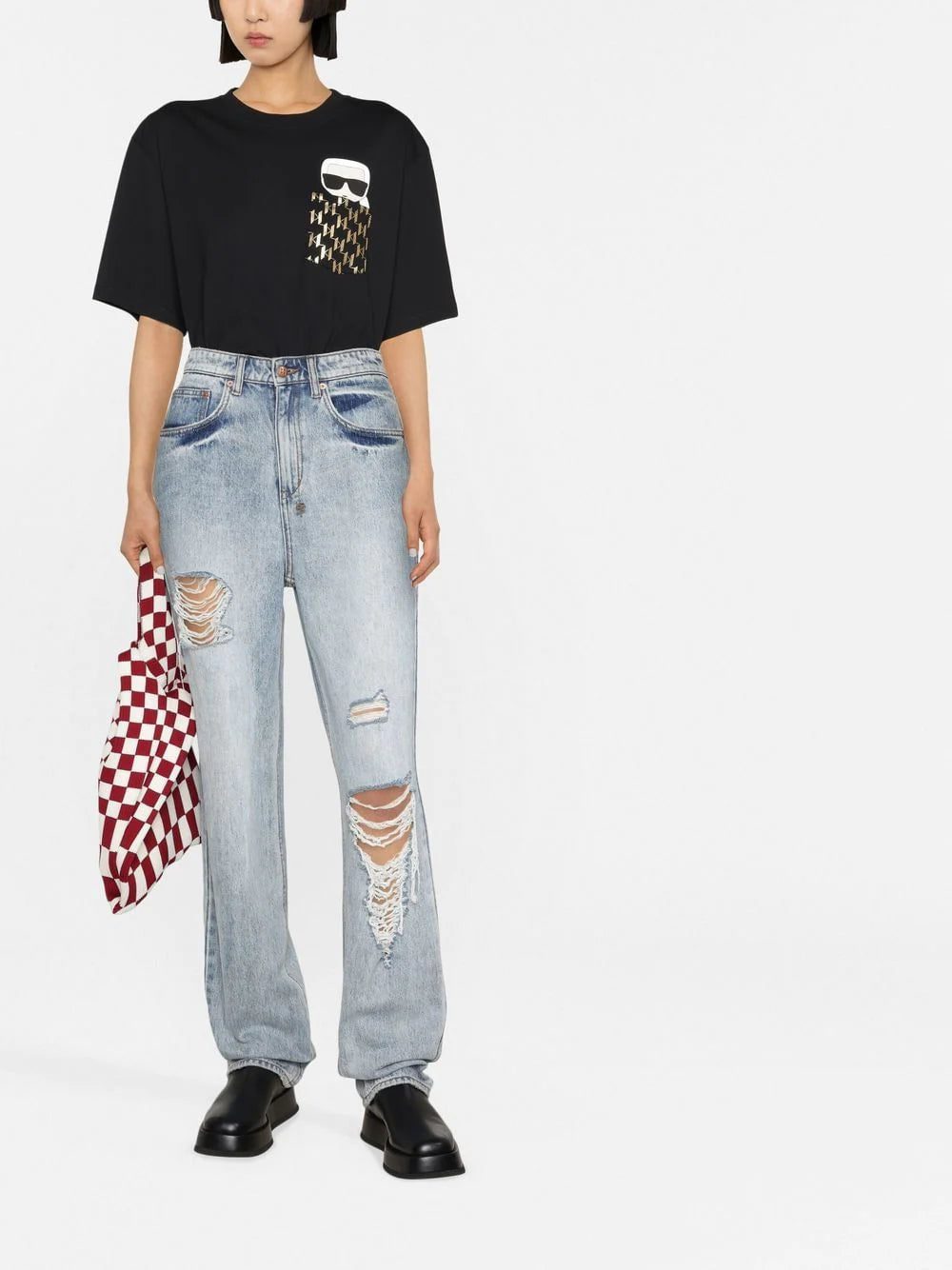 Karl Lagerfeld Ikonik Karl monogram-pocket T-shirt - Image 2