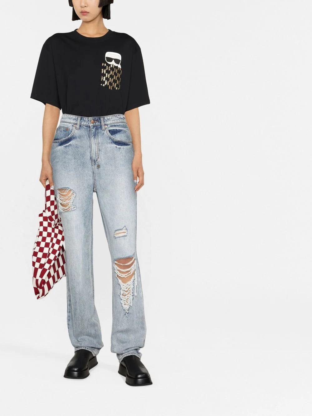 Karl Lagerfeld Ikonik Karl monogram-pocket T-shirt - Image 2