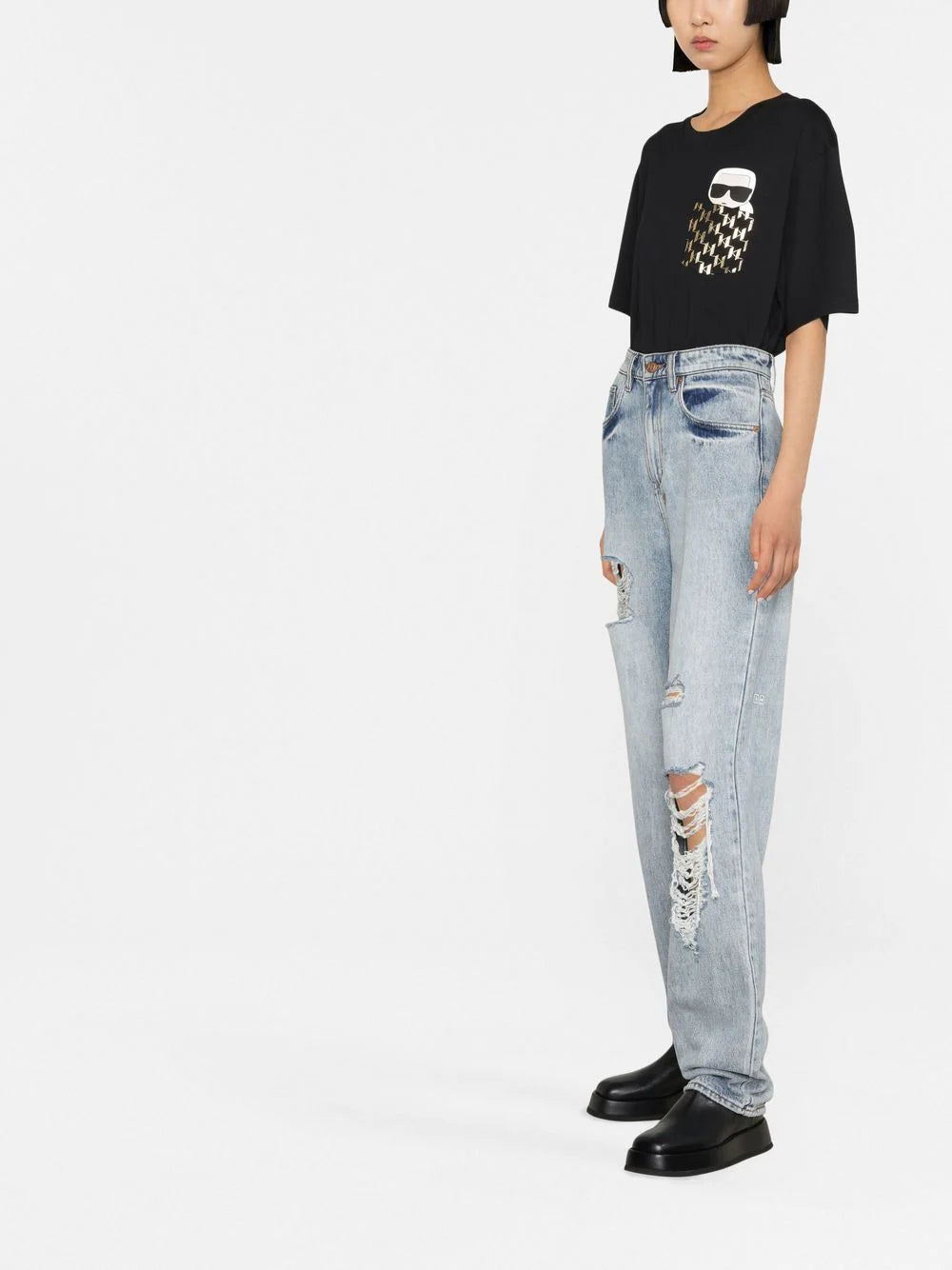 Karl Lagerfeld Ikonik Karl monogram-pocket T-shirt - Image 3