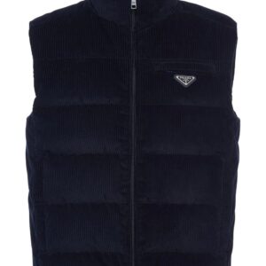 Prada  logo-patch padded corduroy gilet