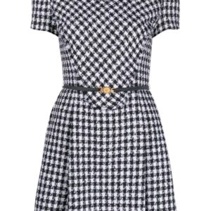Versace  belted houndstooth dress