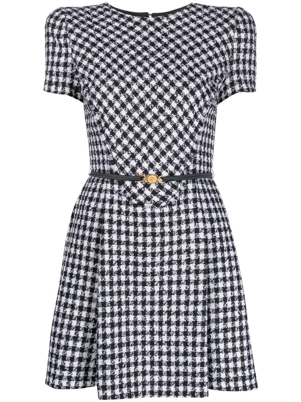 Versace belted houndstooth dress