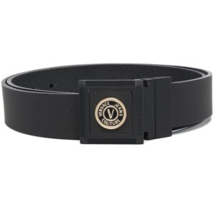 Versace logo-plaque smooth leather belt