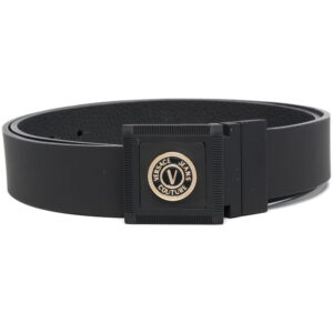 Versace logo-plaque smooth leather belt