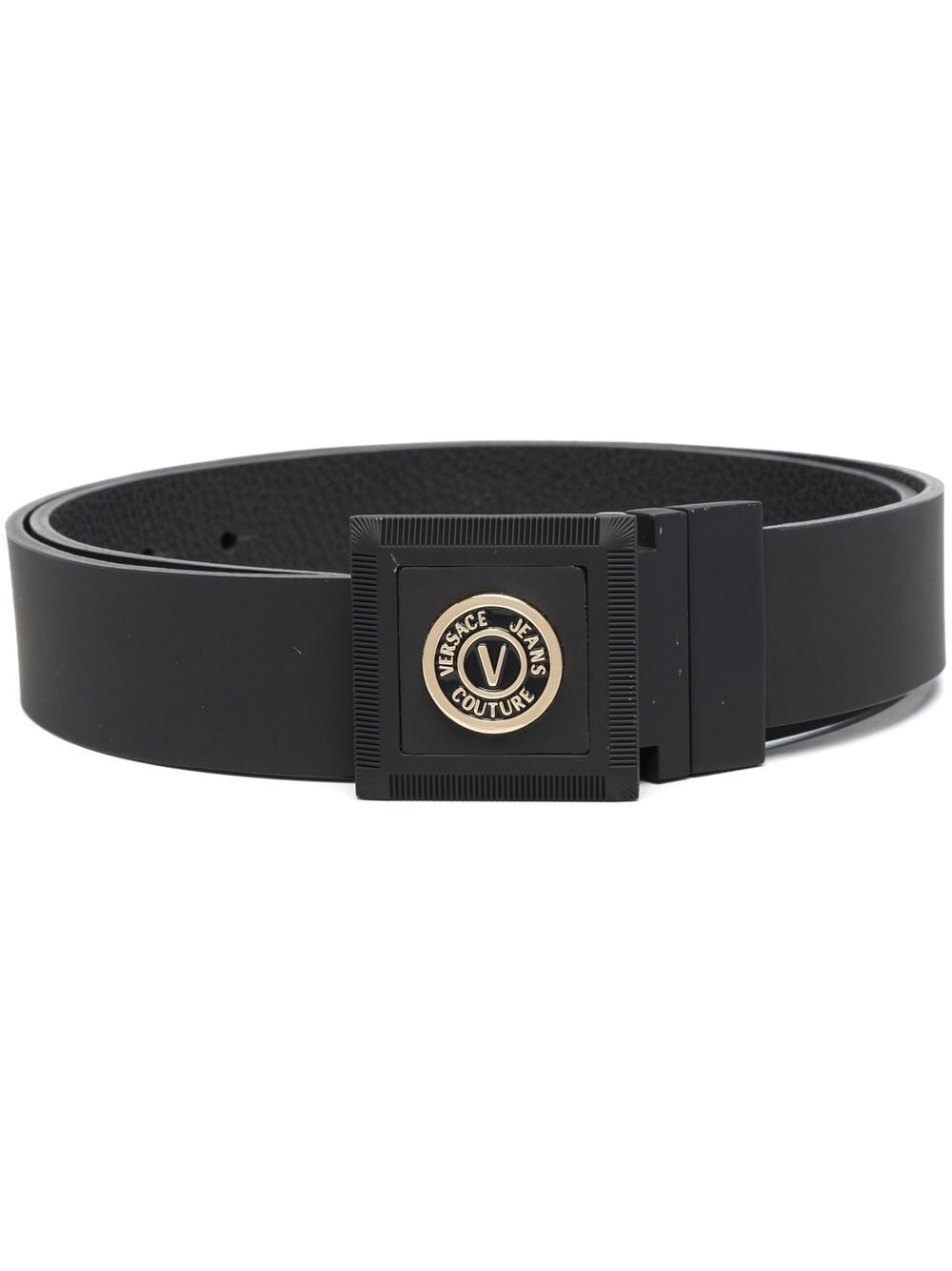 Versace logo-plaque smooth leather belt