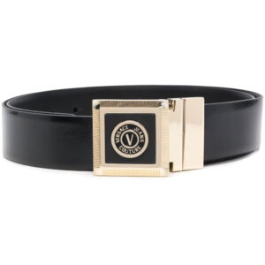 Versace logo-plaque leather belt