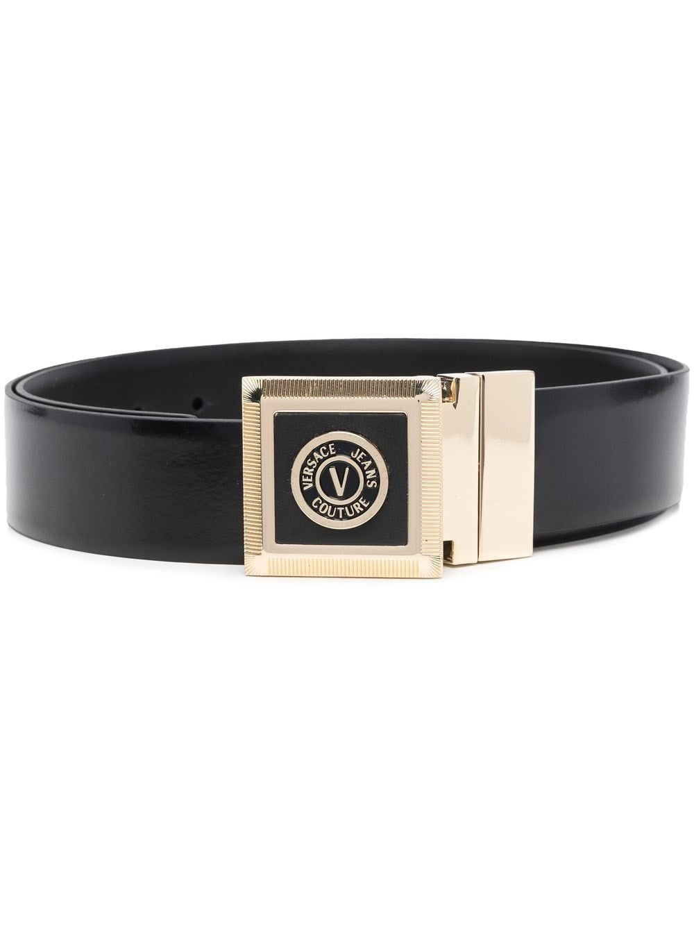Versace logo-plaque leather belt