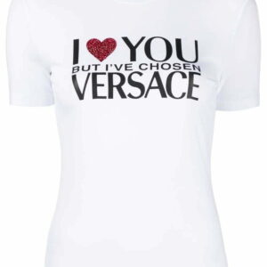 Versace  crystal-embellished slogan T-shirt