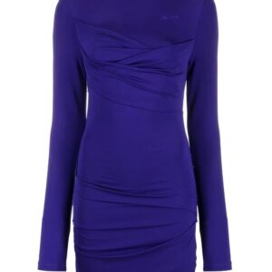 Off-White ruched long-sleeve mini dress