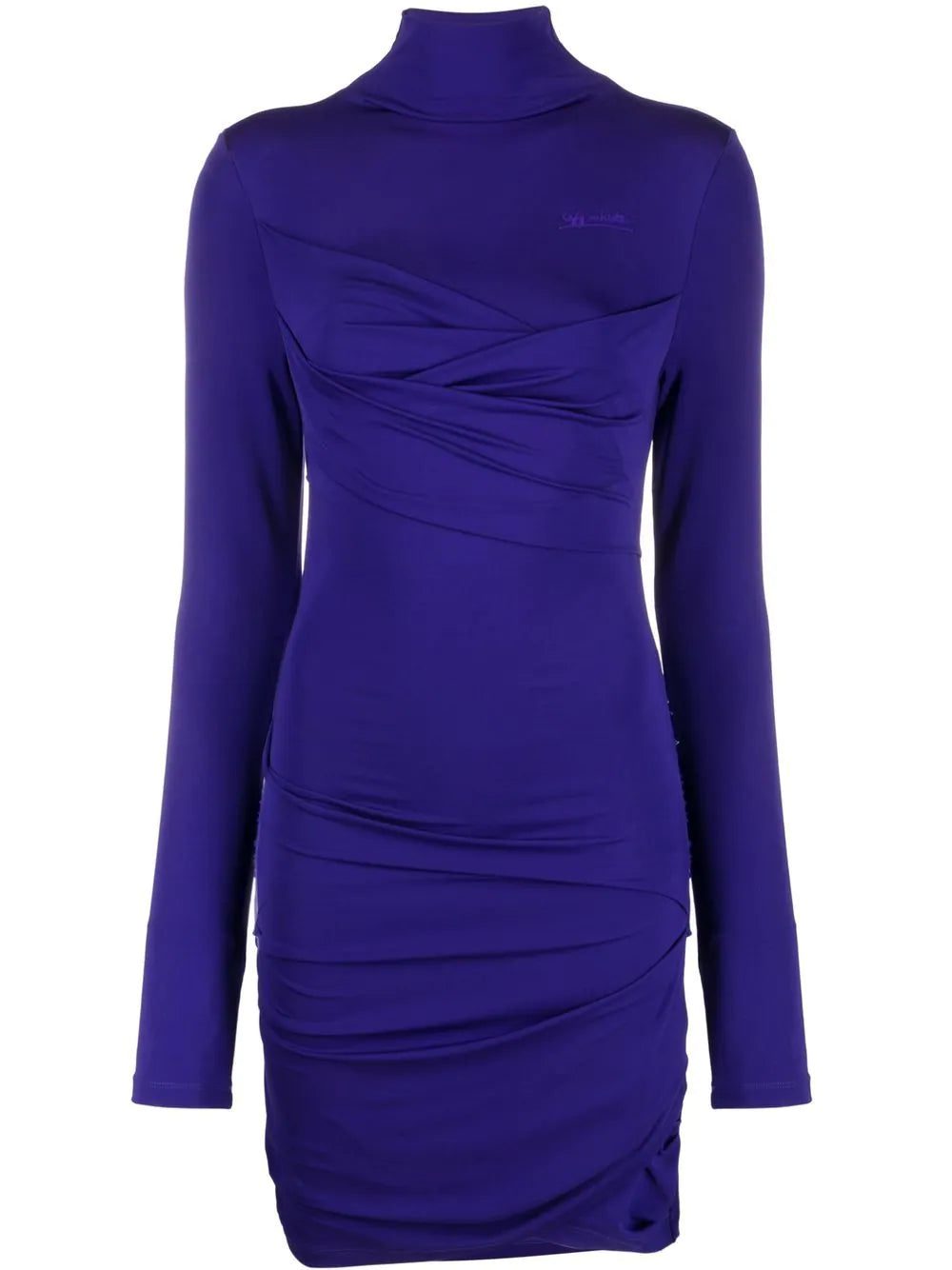 Off-White ruched long-sleeve mini dress