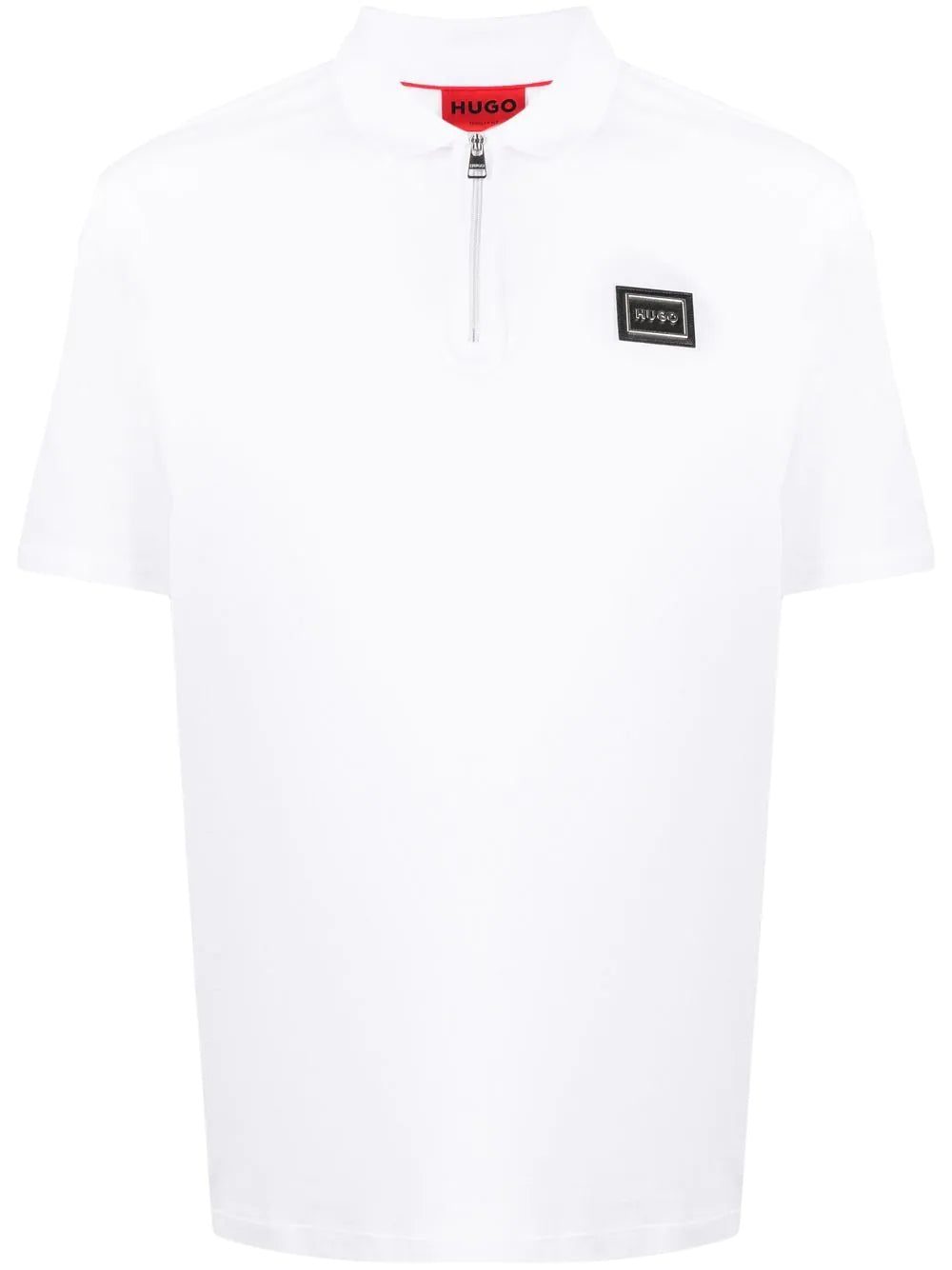 Hugo logo-plaque zip-up polo shirt