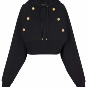 Balmain  decorative-buttons organic-cotton hoodie