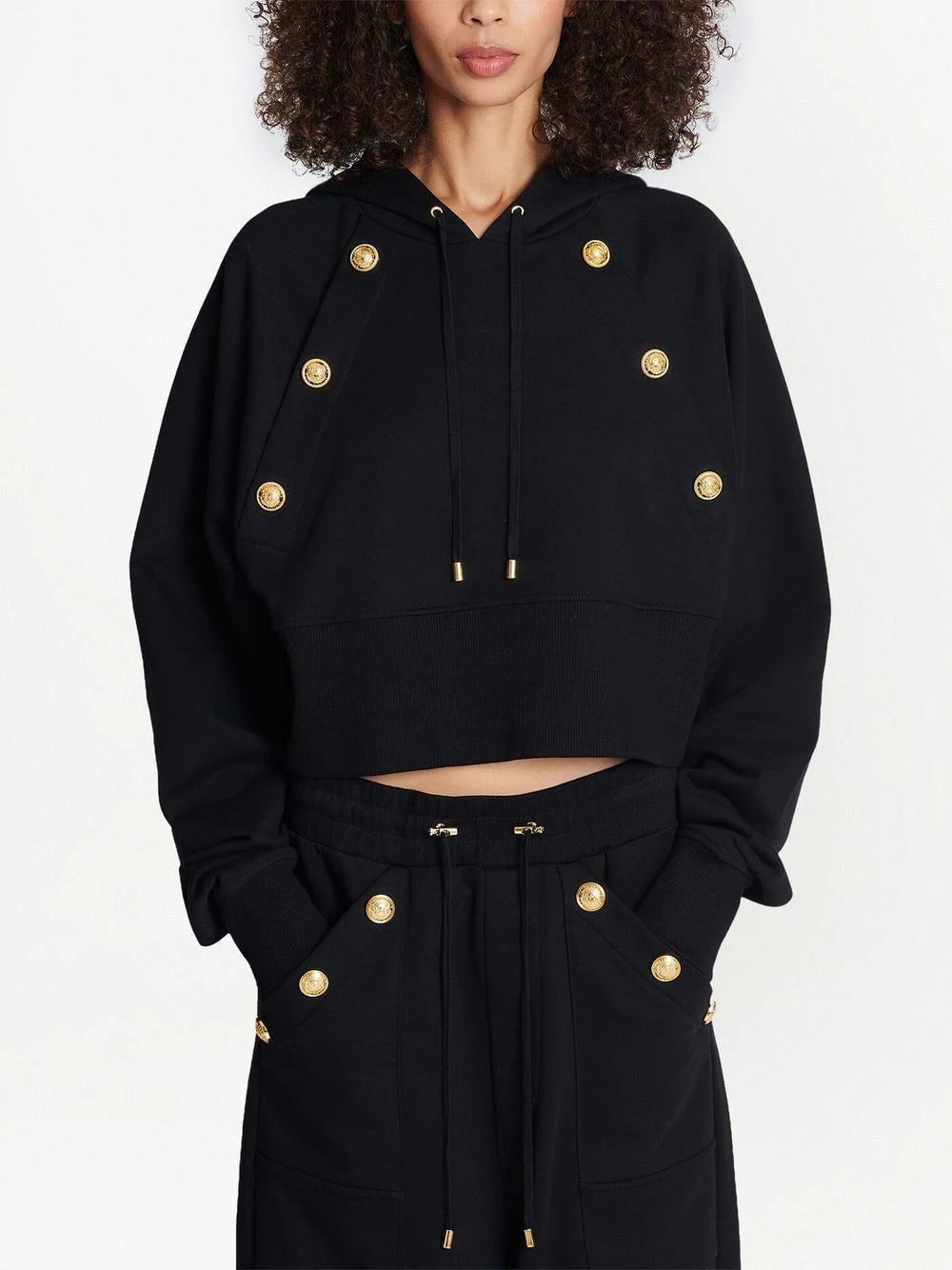 Balmain decorative-buttons organic-cotton hoodie - Image 3