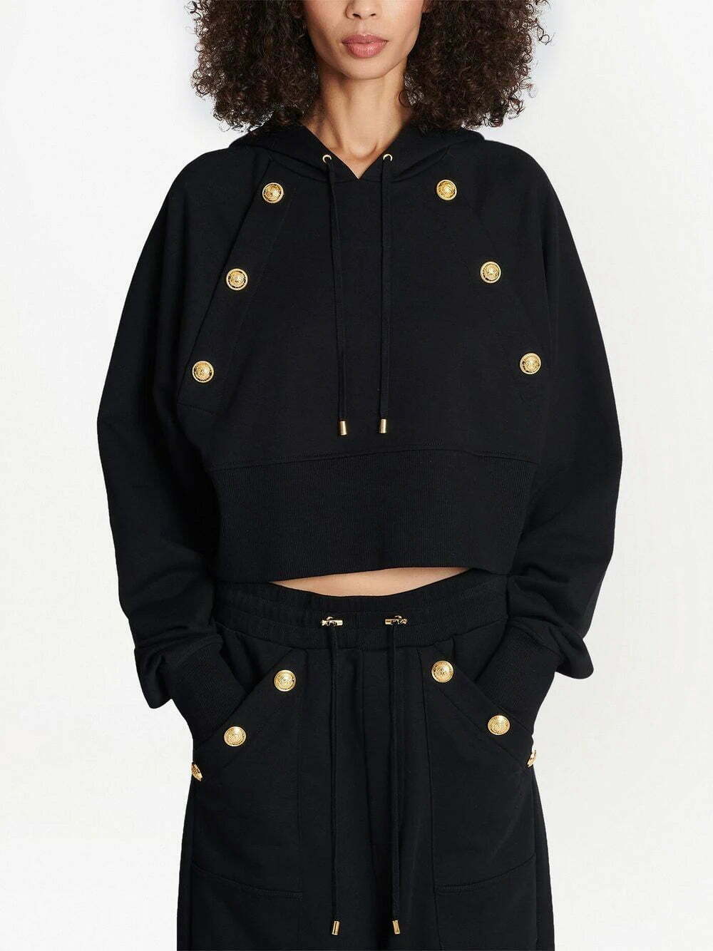 Balmain decorative-buttons organic-cotton hoodie - Image 3
