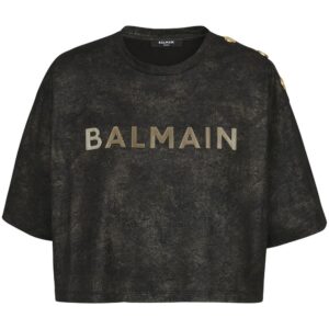 Balmain  logo-print detail T-shirt