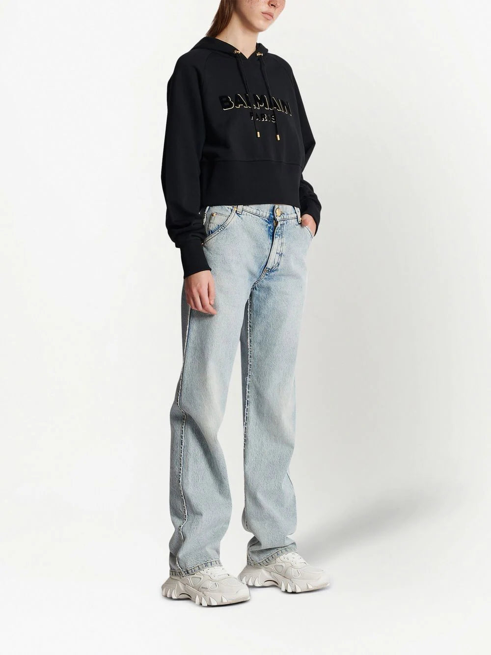 Balmain logo-print cotton hoodie - Image 3