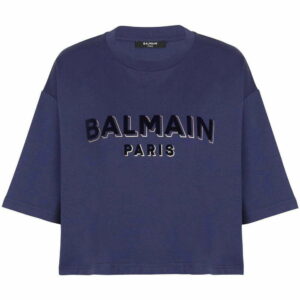 Balmain  logo-print cropped T-shirt