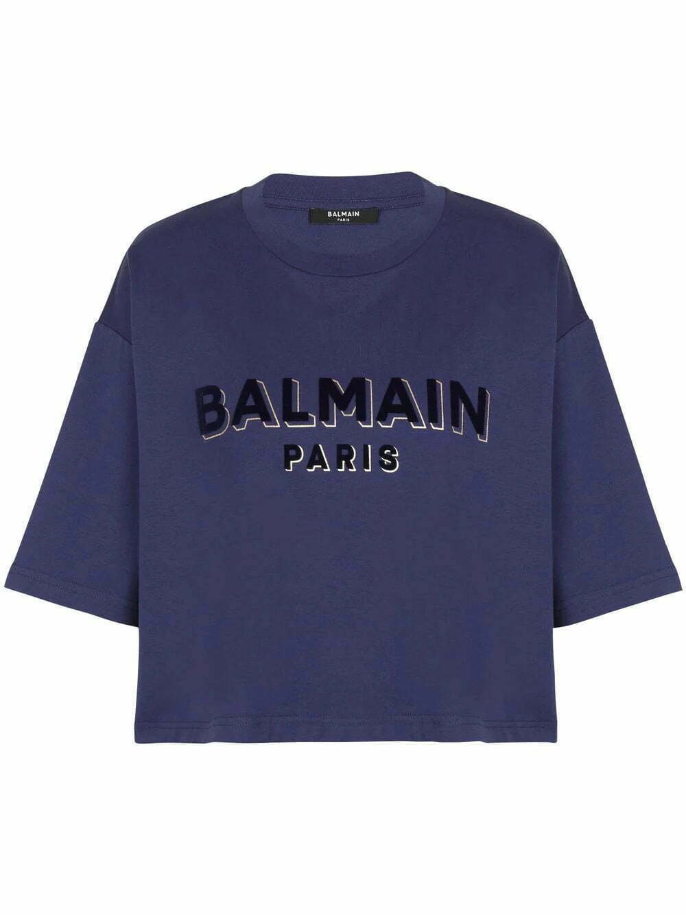 Balmain logo-print cropped T-shirt