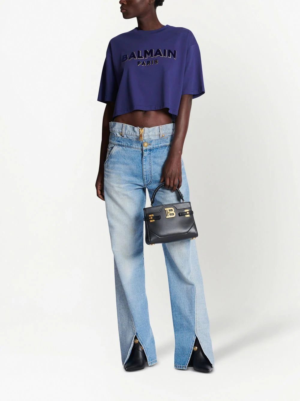 Balmain logo-print cropped T-shirt - Image 2