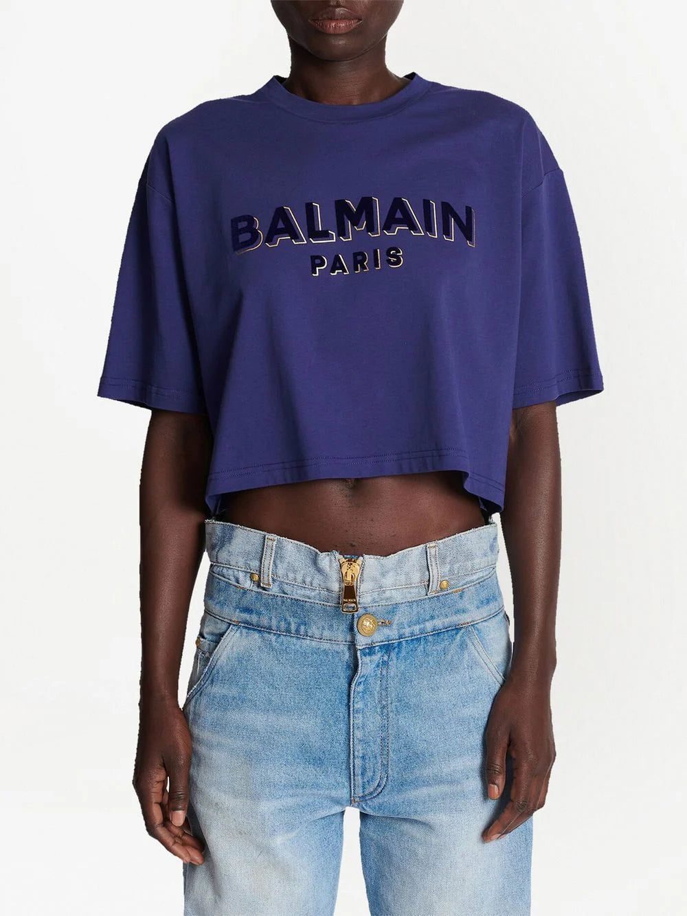 Balmain logo-print cropped T-shirt - Image 3
