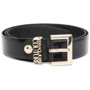 Versace logo-plaque leather buckle belt