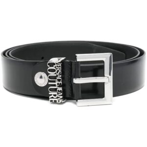 Versace logo-plaque leather buckle belt