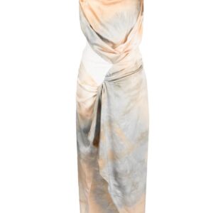 Off-White tie-dye draped slip dress