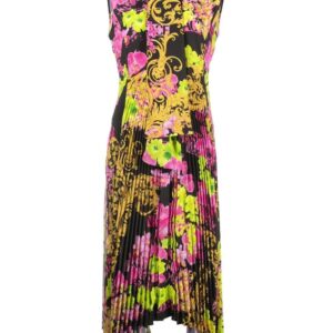 Versace  Logo Orchid-print midi dress