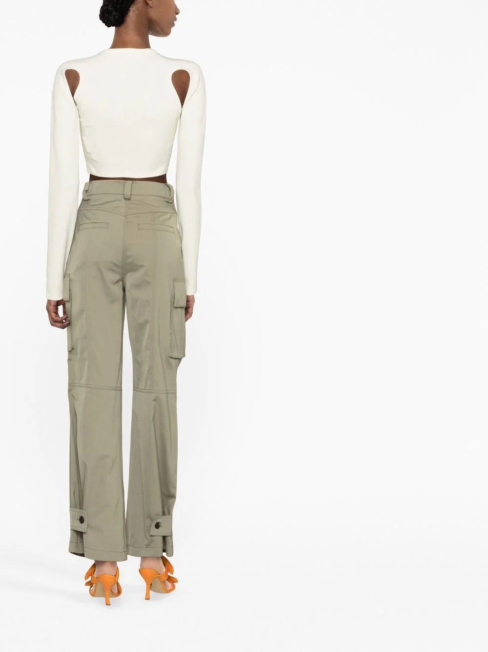 Off-White logo-print cut-out detail cropped top - Image 4