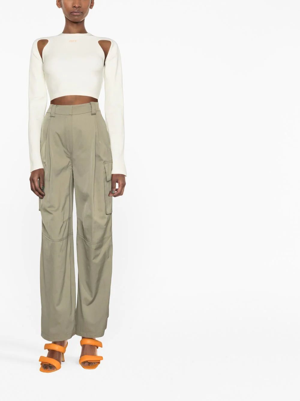 Off-White logo-print cut-out detail cropped top - Image 2