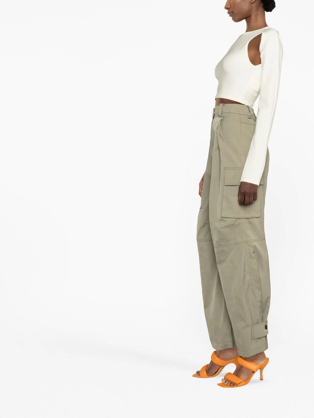 Off-White logo-print cut-out detail cropped top - Image 3